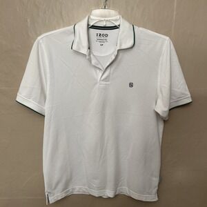 Izod Mens Small White Polo Short Sleeve‎ Shirt